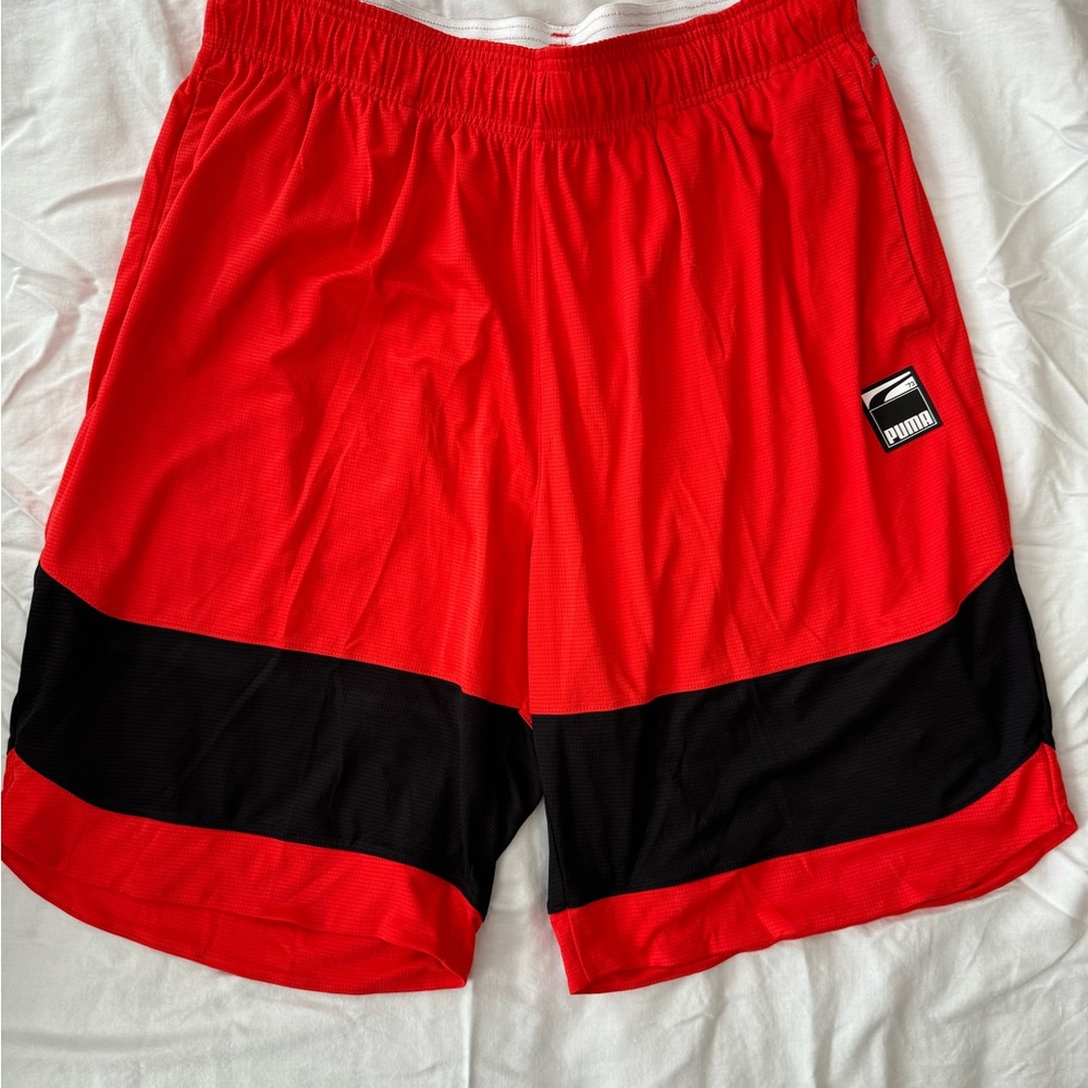 Puma Men's Red and Black Athletic Shorts